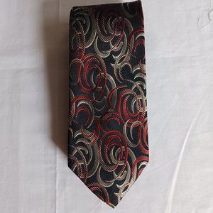 Mens Neck Tie Necktie Silk Pierre Cardin Geometric Maroon Silver Spiral Black